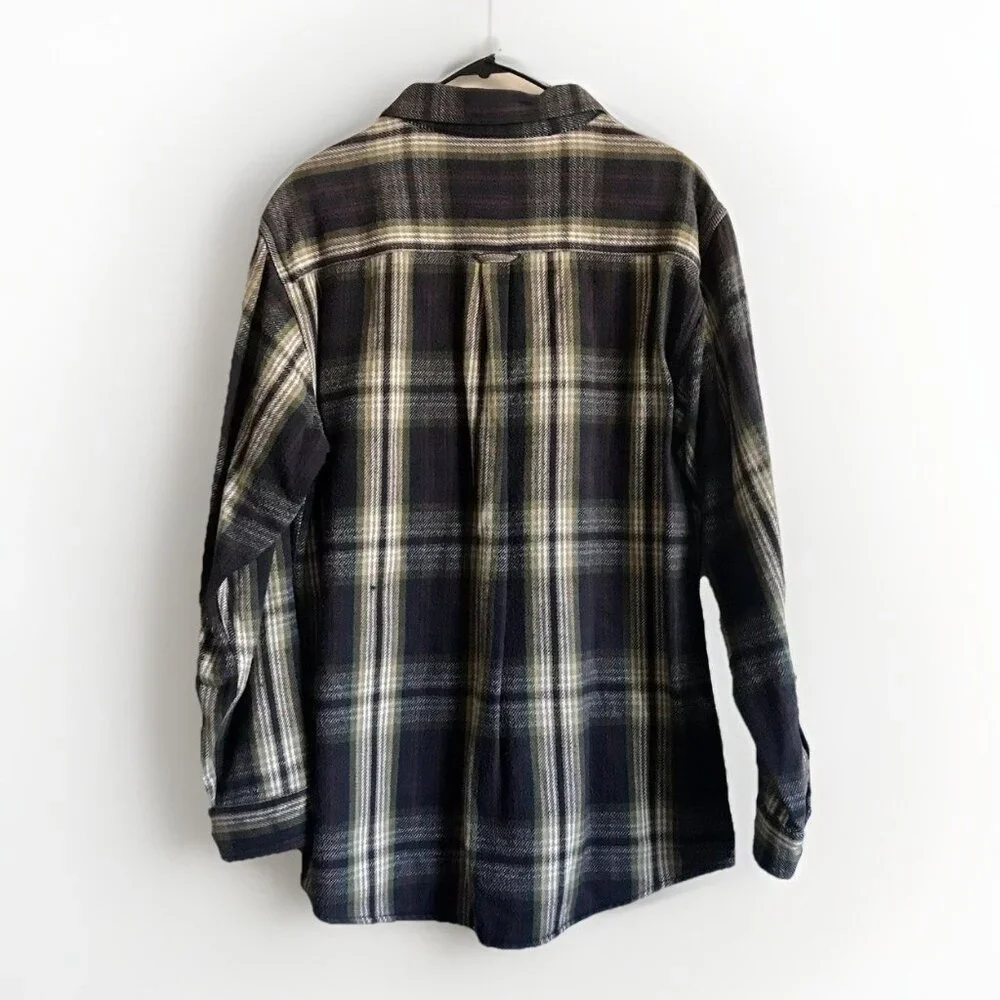 Field and Stream Long Sleeve Heavyweight Flannel Shirt‎ Size Large Blue Green
